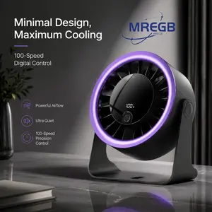 MREGB Portable Desk Fan 100-Speed Rechargeable Battery Operated Table Fan with LED Digital Display Quiet Cooling Air Circulator Small Personal Turbo Fan Wall Mounted DC Motor for Bedroom Office Home Kitchen Tent Camping Travel Desk Accessories Summer