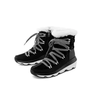 Women's Waterproof Winter Snow Boots, Warm Comfortable Faux Fur Insulated Non-Slip Outdoor Lace-Up Florin Mid Calf Booties