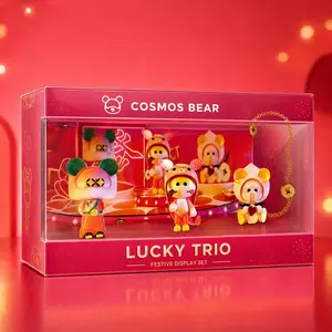 COSMOS BEAR Desktop Ornament Set: Fun FigurineCollection with Themed Background