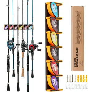 Wall-Mounted Fishing Rod Holder - Horizontal & Vertical Rack with Soft EVA Pad, Holds Up to 6 Rods or Combos, Fits Most Fishing Poles (1 Pack) Abs Material fishing equipment