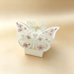 European Style Creative Butterfly Sugar Box, Cherry Blossom Print, Wedding/birthday/party Gift Packaging Box, Elegant Design