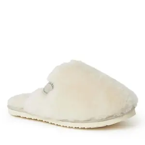 Fireside By Dearfoams Women's Shelly Beach Genuine Shearling Fuzzy Scuff Slipper