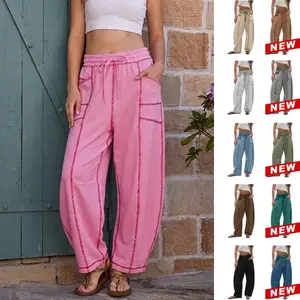 Yeokou Womens Baggy Wide Leg Pants Casual Summer Palazzo Pants Drawstring Waist Lounge Pants with Pockets,summerwins Trouser