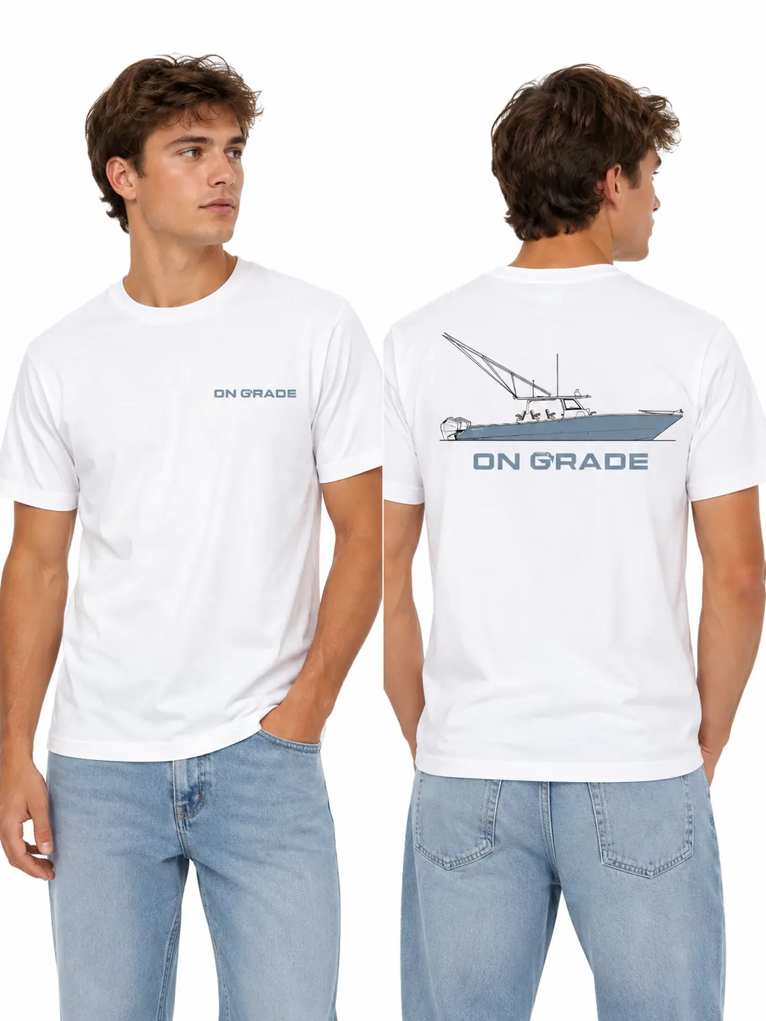 On Grace Freeman Boatworks T-Shirt for Men –Sportfishing Boat Graphic Tee