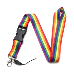 LGBT Rainbow Pride Neck Strap Lanyards Keychain Badge Holder ID Credit Card Pass Daily Use Hang Rope Lariat Lanyard for Keys Accessories Gifts