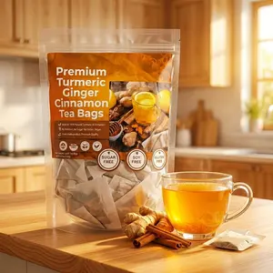 Turmeric Ginger Cinnamon Tea – 60 Individually Wrapped Bags – Natural Energy & Wellness Boost Herbal Sugar Free Nourishing Tea Organic Tea Beverage