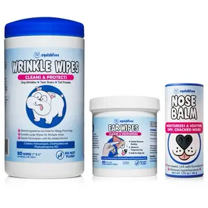 Squishface Dog Wrinkle Wipes + Ear Wipes + Nose Balm Bundle