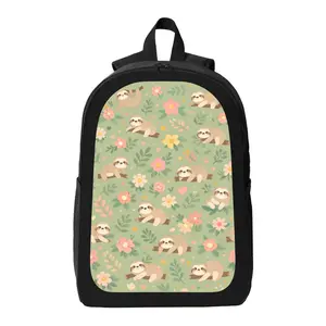 Cartoon Sloth Pattern Backpack Lightweight Casual Backpack with Zip Closure Adjustable Straps, Applicable to for Women and Men