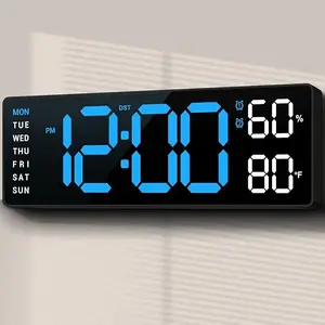 LED Digital Wall Clock | Large Display, Aesthetic Room Decor, Dimmable, Countdown, DST, Date, Week, Temperature, Modern Wall Clock for Bedroom Office Living Room, Trendy Home Decor Must-Have, Gift for Mother's day