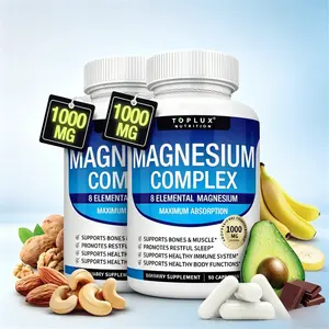 Multi-Element Magnesium Blend 1000mg Glycinate Citrate Taurate Malate Easy Absorption Formula Bone Support Muscle Relief 90 Capsules Natural Healthcare Dietary Pills for Immune Health