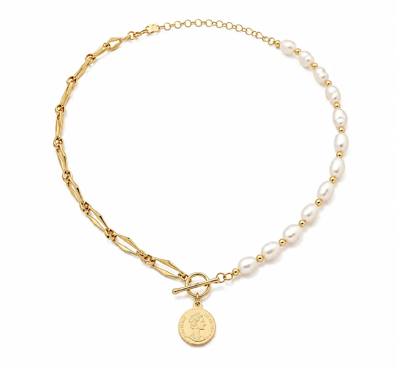 Female Perla Gold Baroque Pearl  Necklace - Irregular Pearl Necklace Chain, Waterproof, Non-Tarnish Daily Costume Jewelry with Pendant