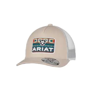 Ariat Unisex Rectangle Southwestern Beige Mesh Back Snapback Patch Cap Hat