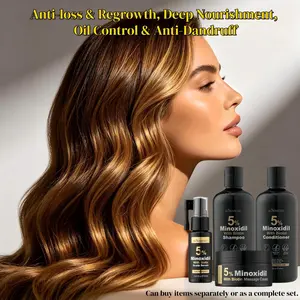 Professional Anti Hair Loss & Hair Growth Shampoo & Conditioner Set, Nourishing Repair, Oil Control & Dandruff Removal, Infused with Ginseng, Ginger & Biotin, Creates Thick Strong Hair, Gentle Beginner Hair Care Kit for Men & Women with Herbal Ingredients