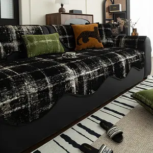 Seasonal Universal Shaped Chenille Sofa Cover, 1 Count Non-Slip Cushion, Cozy Unique Color Block, 100% Polyester Fiber, Machine washable, perfect for living rooms, bedrooms, and offices, suitable for single to four-person sofas, Sofa Slipcover