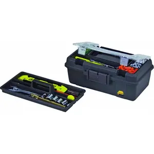114-002 13-Inch Compact Tool Box, Graphite Gray with Black Handle and Latches