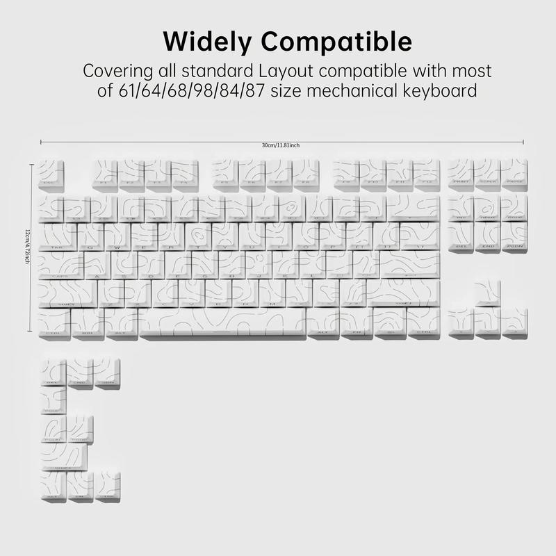 Minimalist Theme Side Engraved Translucent Keycap, Full Five Sided Heat Sublimation Keycap, Keyboard Accessories for Gaming