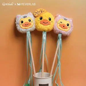 NEVERLAB X B.Duck Kitten Teaser Wand Sound Bell Cat Toy with Catnip Feathers 46cm (White, Pink, Yellow)