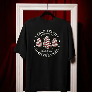 Christmas Tree Cake Shirt, Xmas Gift, Farm Fresh Christmas Tree T-Shirt, Christmas Cake Shirt
