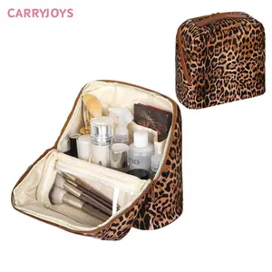 Standup leopard makeup bag large capacity waterproof cometic toiletry case travel women storage bag new design