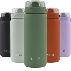 Ello Cooper 18oz Stainless Steel Water Bottle with Straw and Carry Handle - Tumbler, Drinkware Flasks Lid