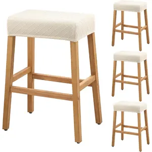 Rectangle Stool Covers 4 Pack Stretch Waterproof Saddle Seat Cover for Counter Bar Stools Bar Chairs Kitchen Island Chairs Cushion Protector