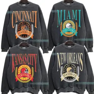 Vintage All Team Football Dark Heather Sweatshirt – Retro 90s Varsity Style Crewneck, GILDAN DARK HEATHER Unisex Pullover, Classic Sports Fan Gift