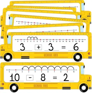 (26 Pcs) School Bus Number Line Dry Erase Boards 14”x4” Double-Sided 0–10 & 0–20 Math Manipulatives for Kids – 1st Grade Classroom Must Haves for Teachers, Mother’s Day Gift + FREE Teacher Note