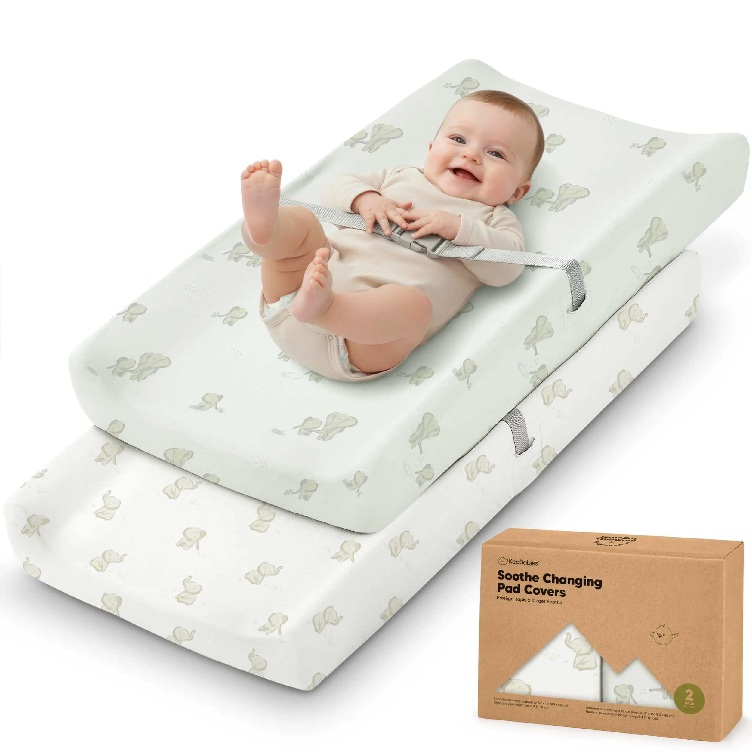 2-Pack Organic Changing Pad Covers for Girl, Boy, Neutral - 100% Cotton Changing Table Pad Cover, Soft Baby Nursery Diaper Changing Pad Sheets, Contour Changing Pads Liners, Change Pad Cover