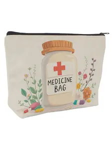 Compact Canvas Medication Bag, Fashionable Travel Pill Organizer with Wristband, Zipper Closure for First Aid & Cosmetics, Ideal Health Gift, Travel Pouches