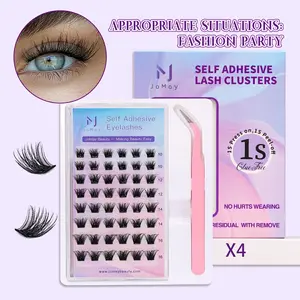 JoMay Beauty DlY Eyelash Cluster Kit,Press-On Lash Cluster Kits Self-Adhesive Lash Kit,No Glue Needed | Wispy & Spiky Styles | 48/100 Clusters | Beginner Friendly | Sensitive Eyes Safe | 24H Hold | Free Tweezer Included | 2025 Lightweight Makeup Cosmetic
