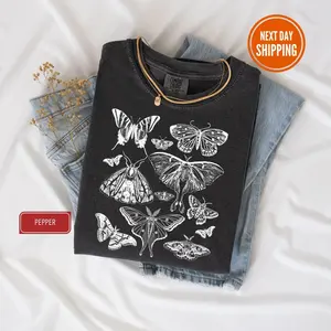 Comfort Color Vintage Butterfly and Moth T-Shirt, Cottagecore Aesthetic Comfort Colors Shirt, Cottagecore Shirt, Comfort Color shirt, Full Colors