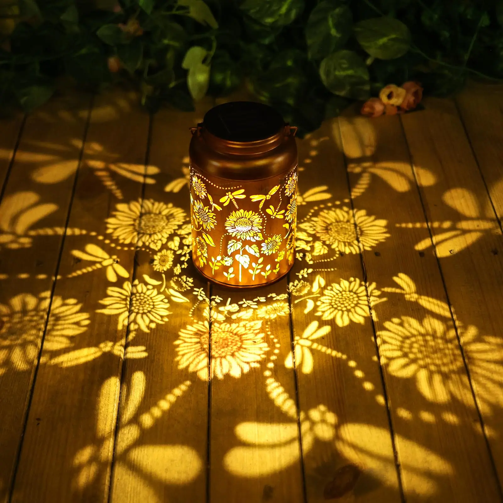 Dragonfly Solar Lanterns Outdoor Waterproof Hanging Sunflower Solar Lights Metal Decorative LED Lanterns Outside Gifts for Women Men Mom Decor for Garden,Yard,Patio,Lawn