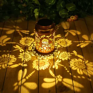 Dragonfly Solar Lanterns Outdoor Waterproof Hanging Sunflower Solar Lights Metal Decorative LED Lanterns Outside Gifts for Women Men Mom Decor for Garden,Yard,Patio,Lawn