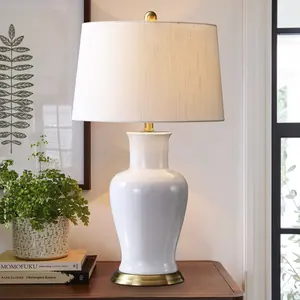 JONATHAN Y Julian Traditional Classic Ceramic Urn LED Table Lamp , for bedroom, living room, foyer, hallways, dining room, dorms