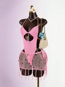 Zesty Sexy Backless Summer Camisole Top & Sequins Decor Skirt Two Pieces Set, Casual Vacation