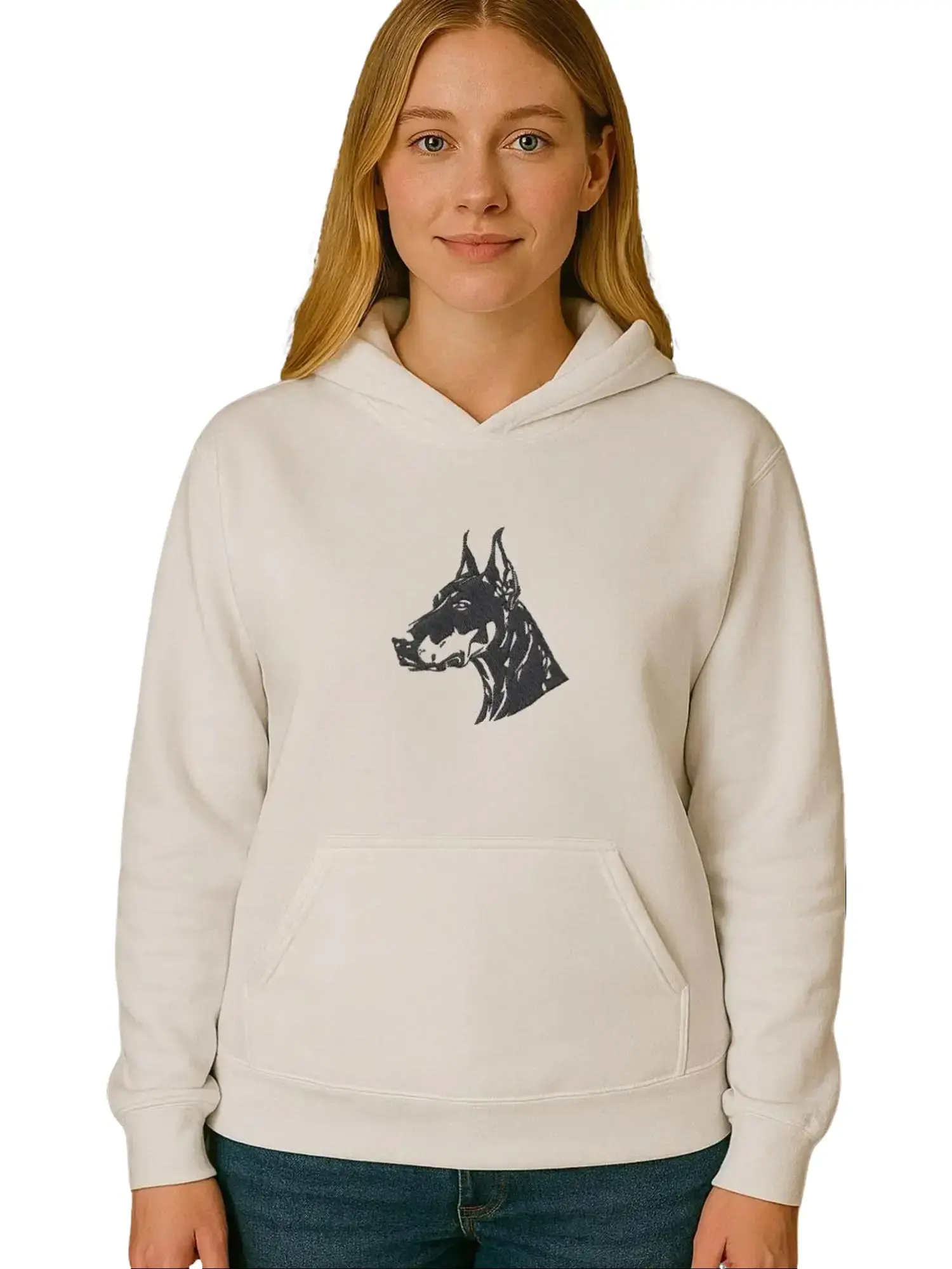 Embroidered “Doberman Pinscher” Hoodie or Crewneck Unisex · Classic Fit · Long Sleeve · Unisex Adult
