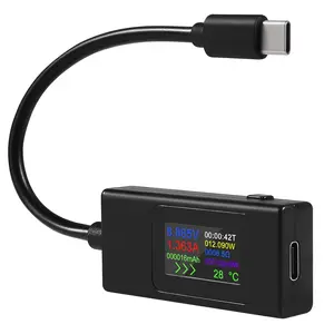 1pcs Type-C USB-C Tester Meter 4-30V 5V 12V 24V 0-6.5A 120W Meter Multimeter Ammeter Type C USB Charger Tester Color Display Capacity Fast Charge Converter (Type-C Black)