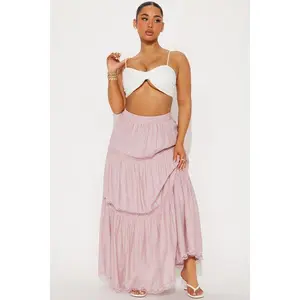 Natalia Tiered Gauze Maxi Skirt - Pink