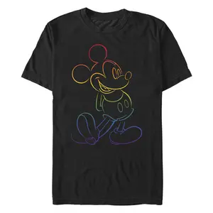 Men's Mickey & Friends Rainbow Mickey Mouse Outline T-Shirt