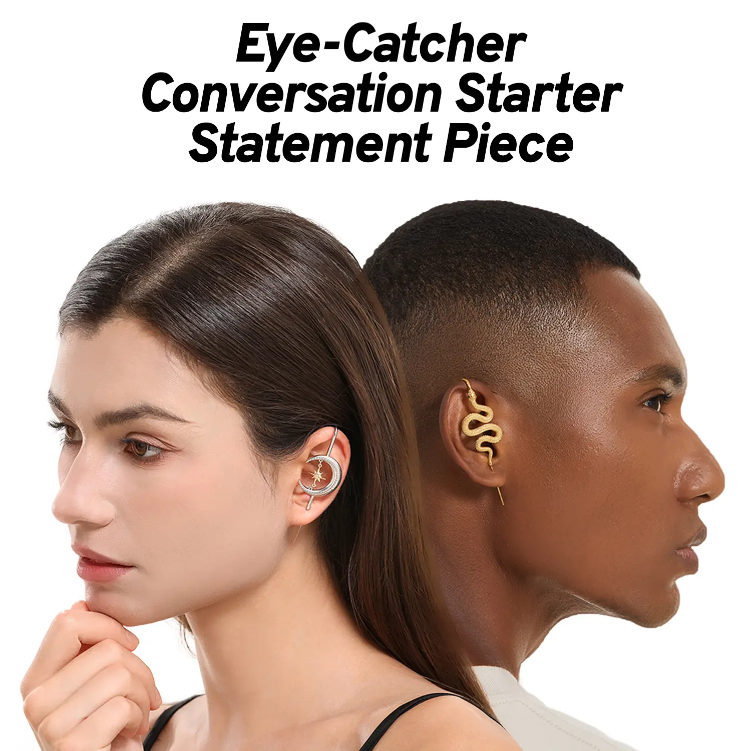Helix Hook Earrings | Unisex One-Size Statement Piece | unique jewelry | Adjustable & Comfortable, No Helix Piercing Needed | Oreylo | For Women | Gift