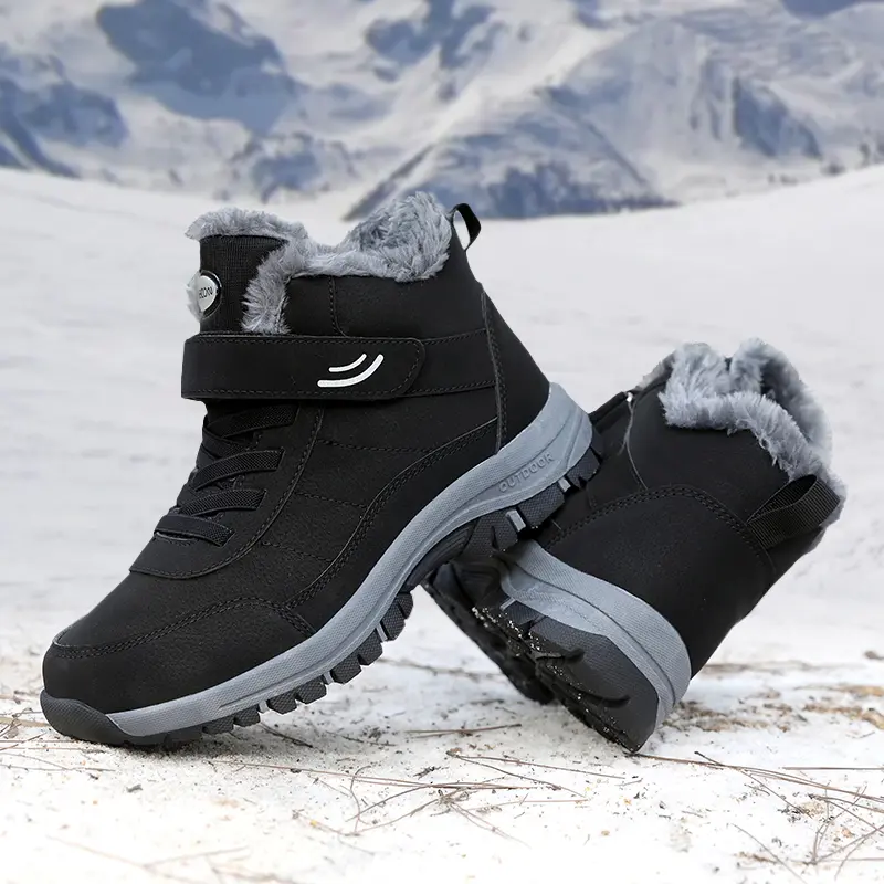 Women's Classic Winter Ankle Shoe - Warm Faux Fur Lined Waterproof Synthetic PU Footwear with Non-Slip EVA Height-Boost Sole, Rubber Sole, Round Toe, Outdoor Wear, Faux Fur Liner, Slip Resistant, Insulated