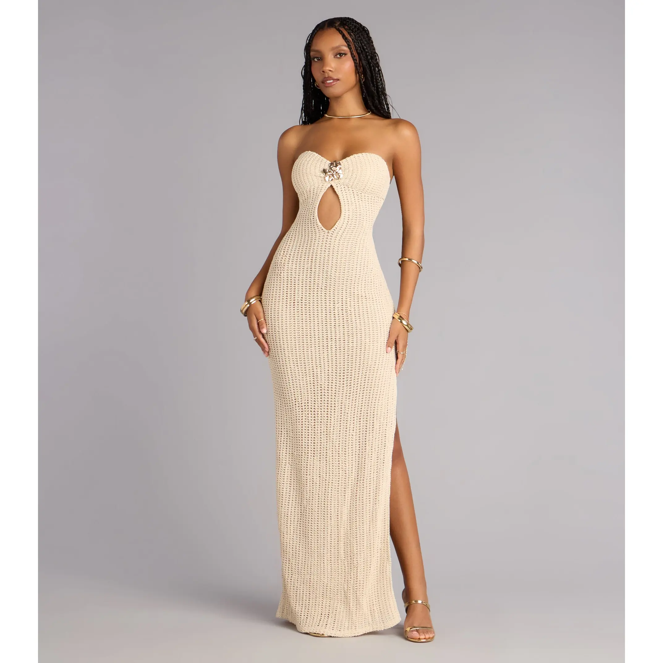 Catrina Crochet Slit Formal Dress - TikTok Shop Catrina Crochet Slit Formal Dress - TikTok Shop