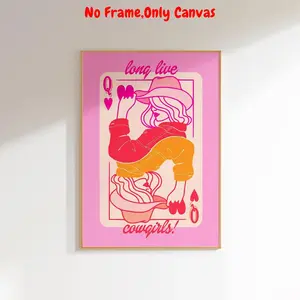 Vintage Cowgirl Pattern Unframed Painting, 1 Count Western-Style Wall Art, Wall Decor for Home Living Room Bedroom, Home Decor, Room Decor, Ornaments