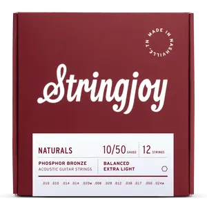 Stringjoy 10-50 12-String Extra Light Gauge Naturals - Phosphor Bronze Acoustic Guitar Strings