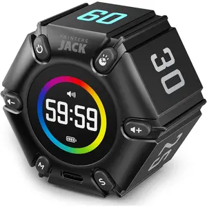 Pomodoro Timer Productivity Cube, Visual Focus Timer, Silent Mode, Vibration, Adjustable Audio Alerts, for Office, ADHD, Studying, Work, 3/5/10/25/30/60 min & Customizable Countdown – Black