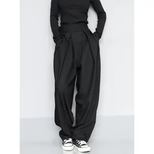 Women's Solid Color Wide-Leg Pants, Casual Comfortable Work Office Business Pants, Women's All-Season Versatile Bottoms