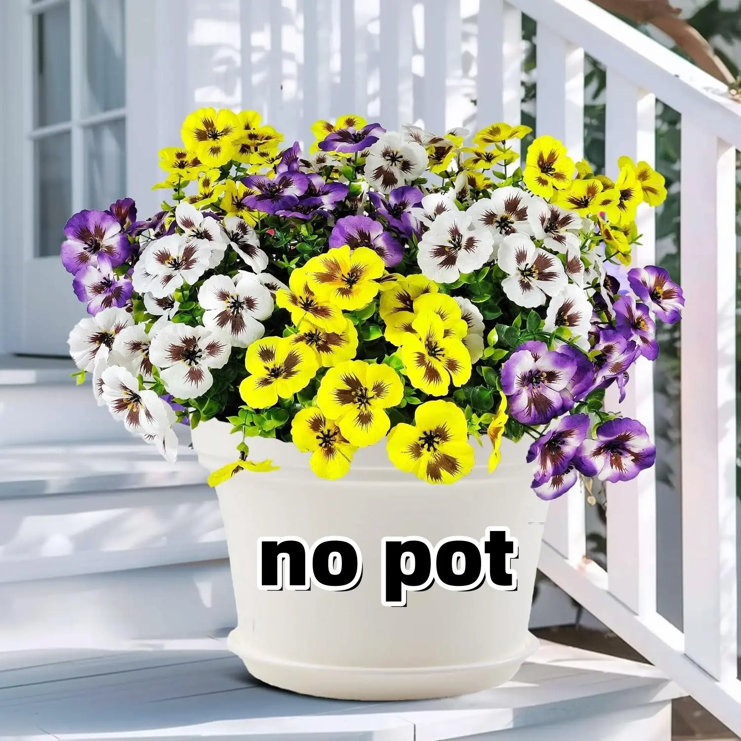 Artificial Fake Pansy Flowers for Outdoor, 12 Pcs Faux Silk Pansies, UV Resistant, Spring Summer Decoration, Garden & Lawn Enhancer, Decorative Plants Ornaments