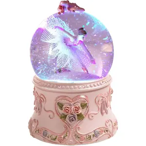 Ballet Dancer Snow Globe Music Box with LED Lights Classic Style Clear Color Dancing Ballerina Ideal for Ballet Lovers Home Decor Glass Ornaments Gift