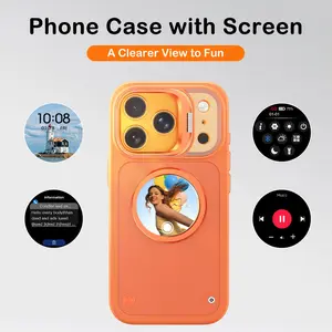Simsonlab Smart HD Screen Phone Case, Customizable Dashboard, Multi-Function Window, Selfie Preview, iPhone 15/16/17, Full Protection