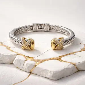 X Factor - 14k Gold and CZ Henge Cuff